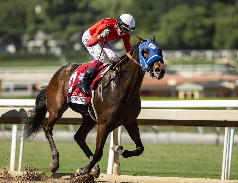 Chatalas and jockey Antonio Fresu win the Grade II $200,000 Chandelier Stakes Saturday, October 7, 2023 at Santa Anita Park, Arcadia, CA.