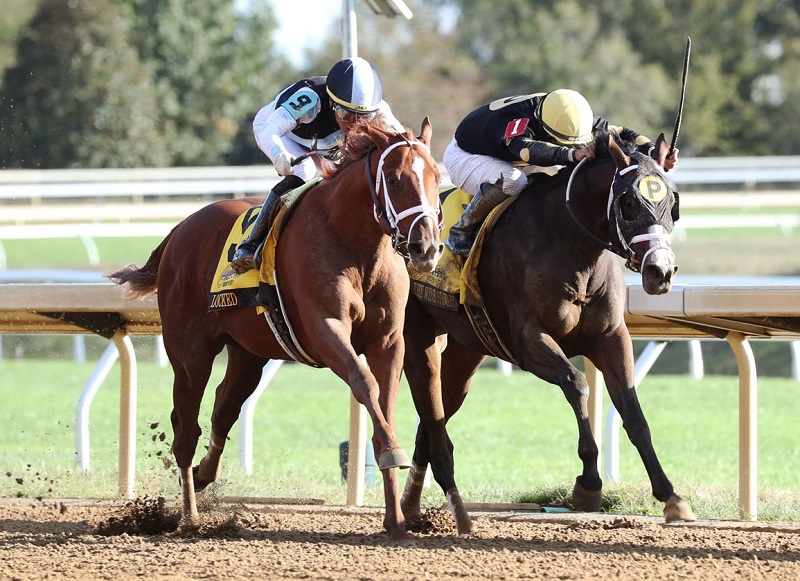 Locked (left) holds off The Wine Steward in Keeneland's Breeders' Futurity (G1) - Coady photography